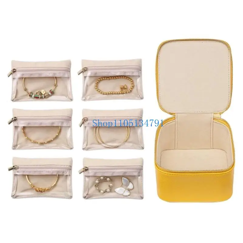 

98km Portable Jewelry Holder Jewellery Storage Case with Pockets Convenient Rings Box