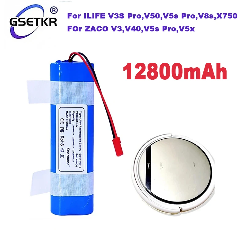 2024 Upgrade 14.8V 12800mAh Lithium Battery for ILIFE V5 V5s V50 V3 plus v3s pro Robot Vacuum Cleaner ILIFE v5s pro battery