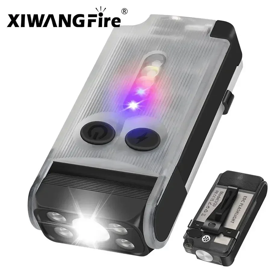 

XIWANGFIRE V30 EDC LED Flashlight Power Bank Work Light Type-C Rechargeable Torch Camping Pocket Lantern with Magnet Buzzer&Clip