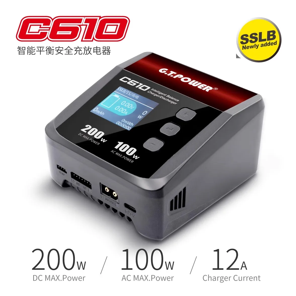 

GTpower 2-6S 12A C610 Balanced Charger 100-200W for Model Aircraft Model LiPo LiFe Li-ion LiHV Pb NiMH NiCd Battery