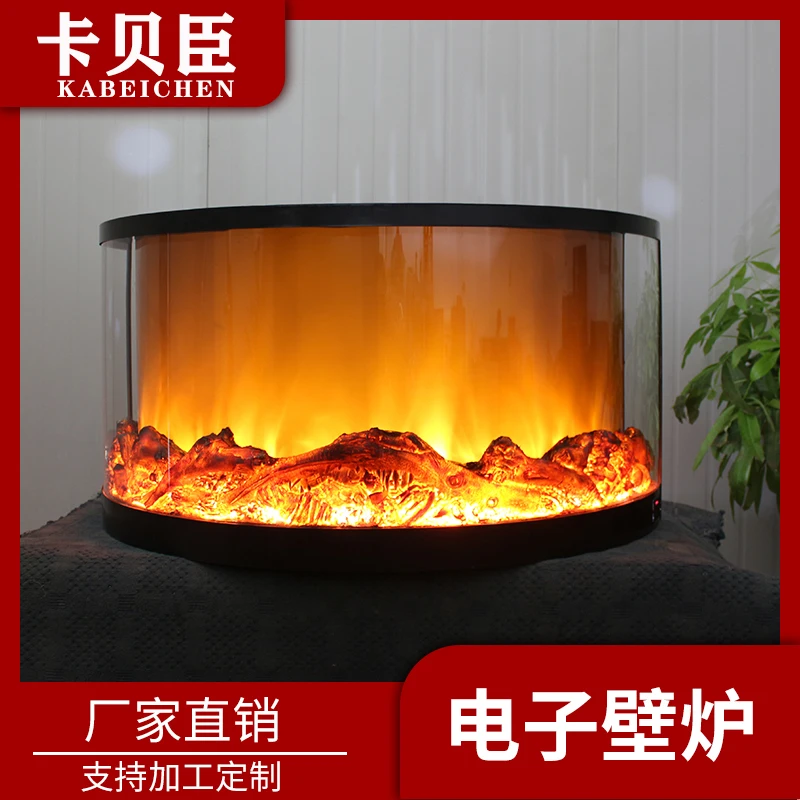 Fireplace Firelight Hotel Clubhouse Fireplace Cabinet Simulation Flame Round Decorative Fireplace Customization