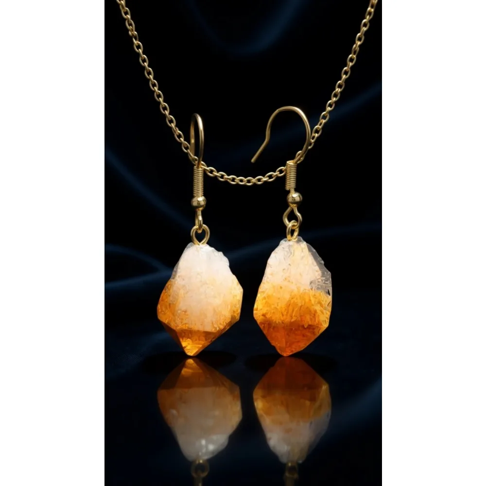 

Серьги с цитрином в позолоченной медной оправе, украшения с камнем ноября для духовного равновесия и эмоциональной ясности