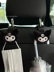 Cute Sanrio Plush Car Seat Headrest Hook Anime Kuromi Back Seat Organizer Storage Holder Soft Stuffed Plushie Car Accessories