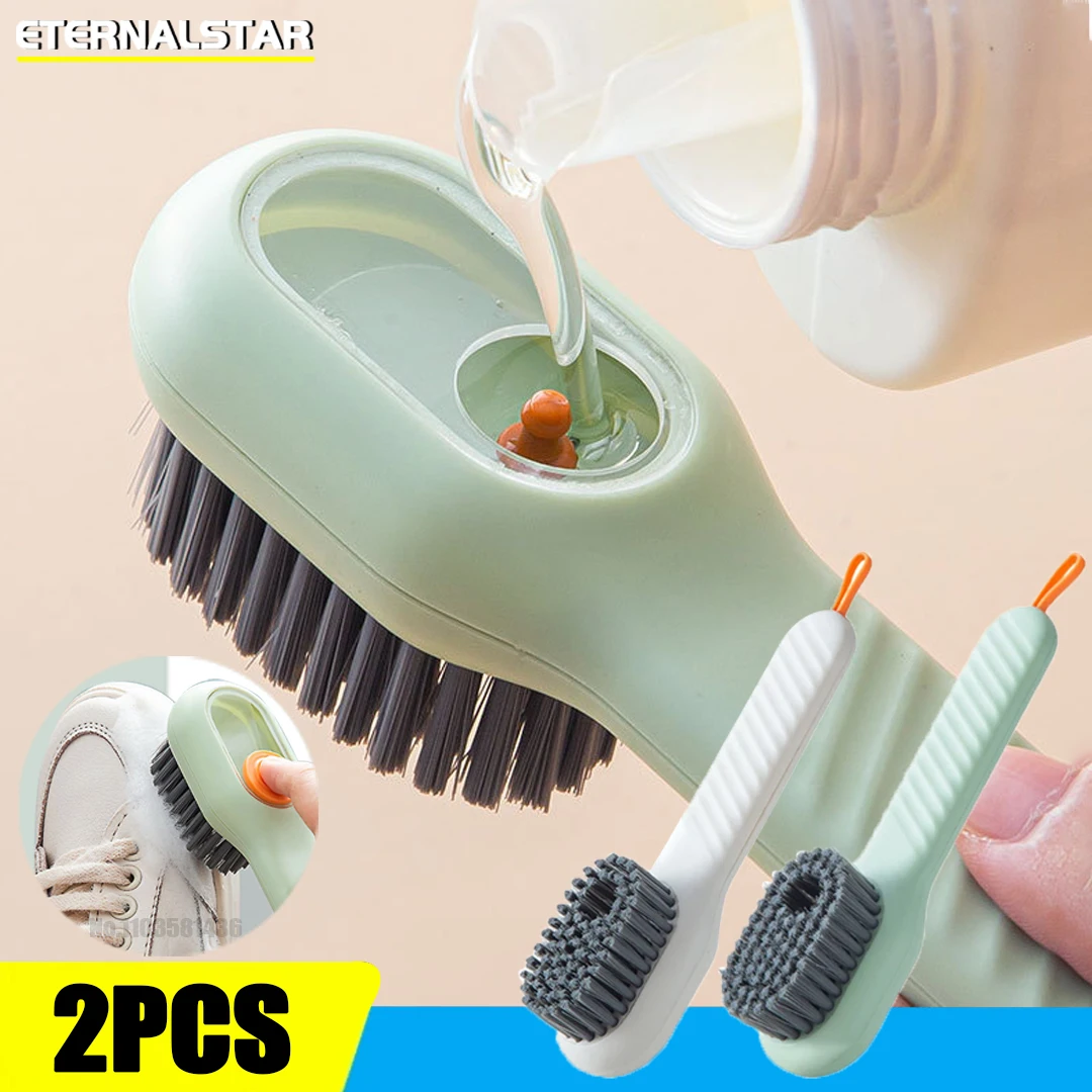 1/2Pcs Multifunctional Cleaning Brush Soft Automatic Liquid Shoe Brush Clothes Brush Shoe Clothing Board Brush Shoe Cleaner Tool