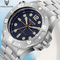 2024 FeelNever Sport Dive Men's Mechanical Watch For Men Stainless Steel Sapphire Crystal Automatic 500M Waterproof Men Watches