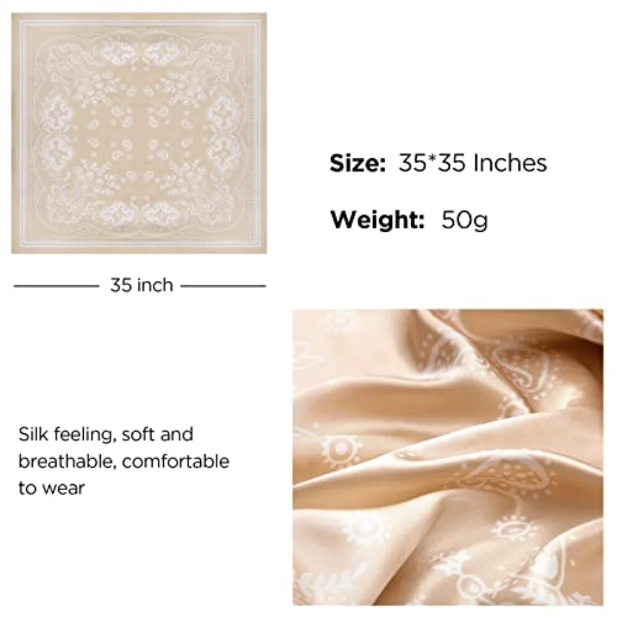 4 шт. платок на голову для женщин 35 шелковых атласных шарфов на шею квадратные банданы для волос идеально подходят для сна и повседневного ношения мягкие Comfo