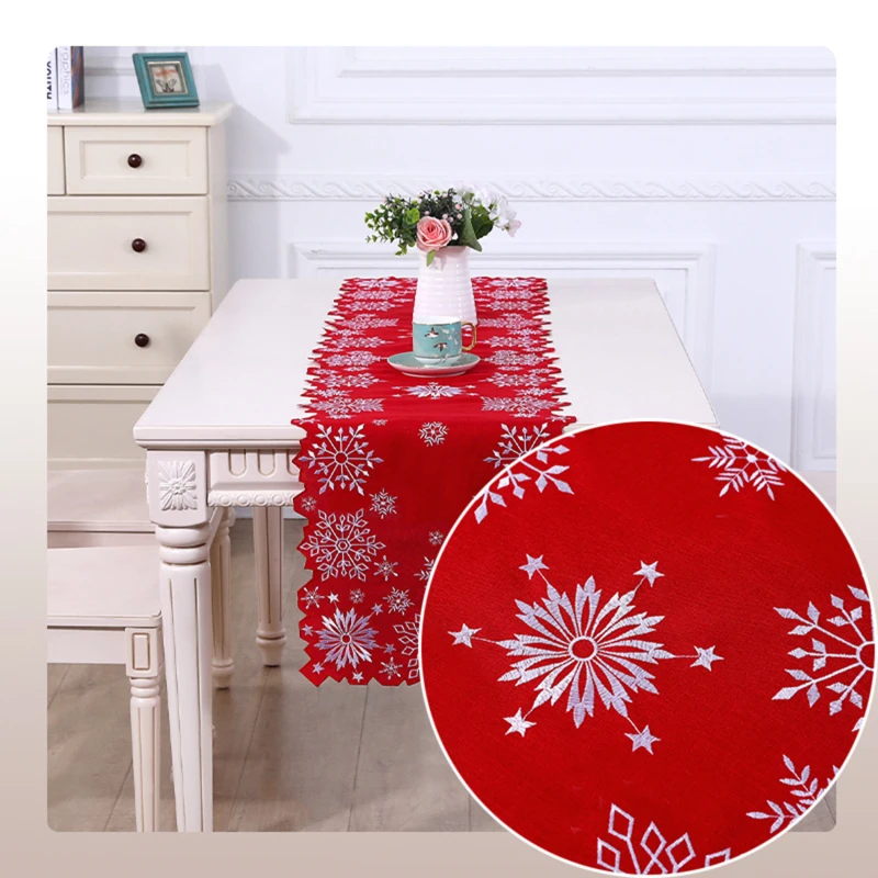 Snowflake Christmas Table Flag Navidad Natal Noel Kitchen Dining Table Runner Merry Christmas Decor For Home