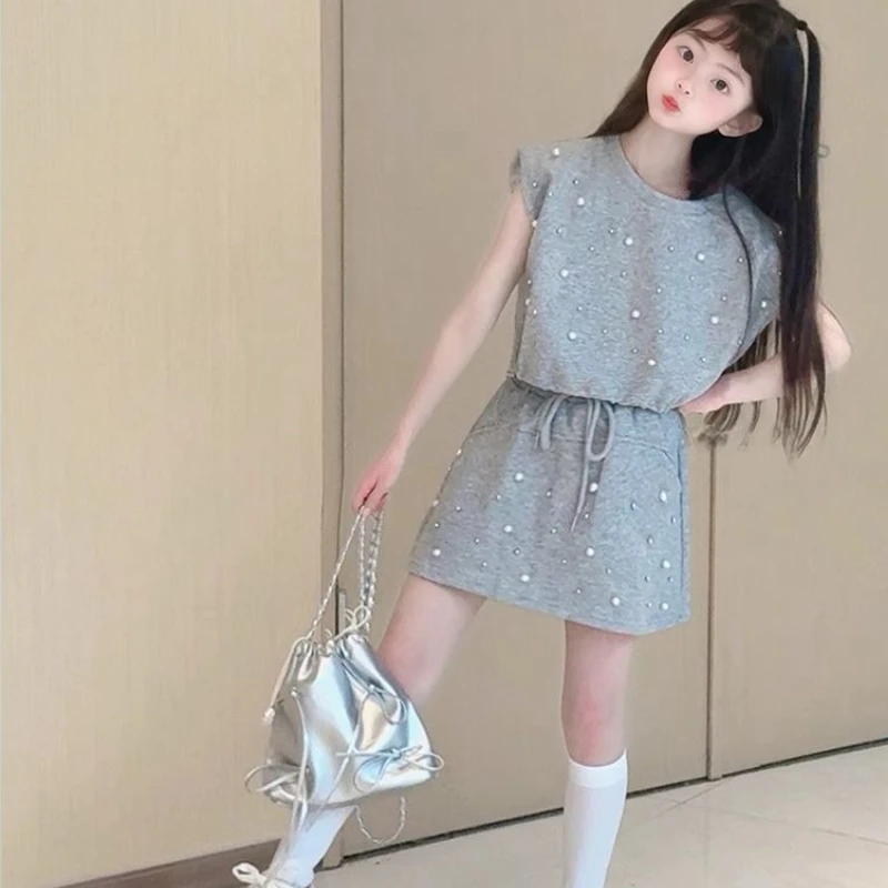 

Korean Children's Clothing 2025 Summer Girl Sets Outdoor Clothes Costumes for Girls Kids Set Junior Girls' Girl's Elementary Top