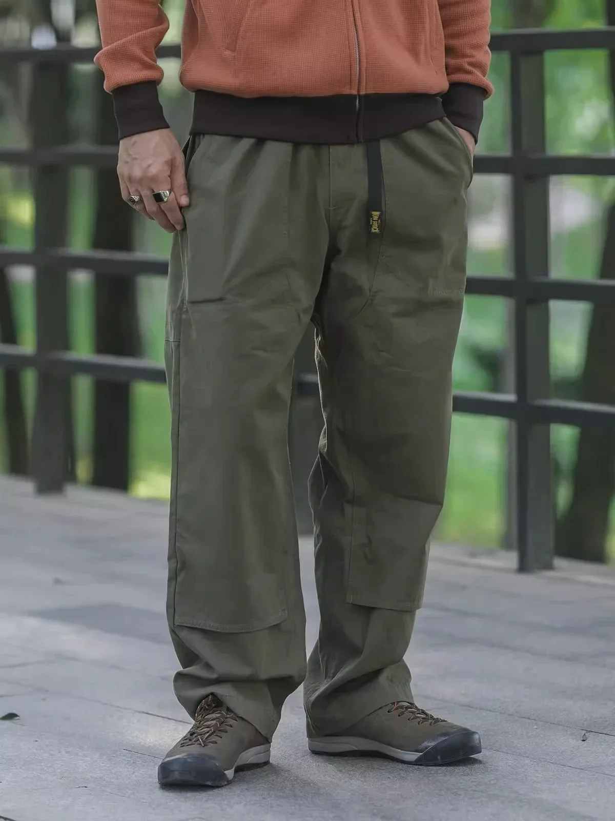 

Non Stock Double Front Climbing Pants Elastic Waistband Outdoor Casual Trousers
