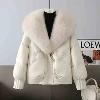 Winter New Warm Thicke Parka Coat Removable Fur Collar Loose Bread Coat Loose Chic Down Cotton-Padded Coat Women's Outwear 4