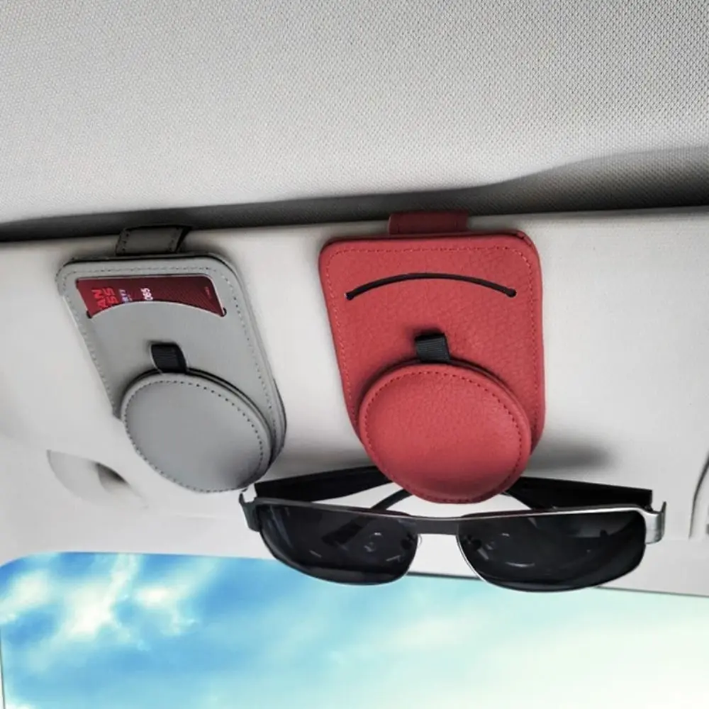 

Cowhide Leather Car Glasses Clips Magnetic Compact Size Ticket Card Holders Wear-Resistant Multifunctional Storage