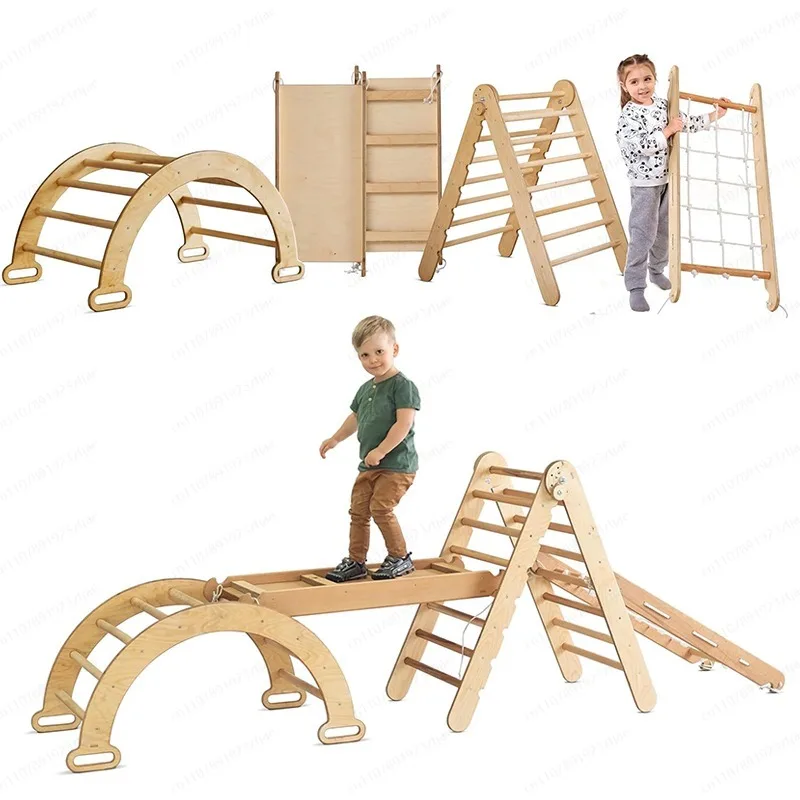 Estructura de Madera para Escalar para Niños Pequeños, Gimnasio de Madera para Escalar en la Jungla