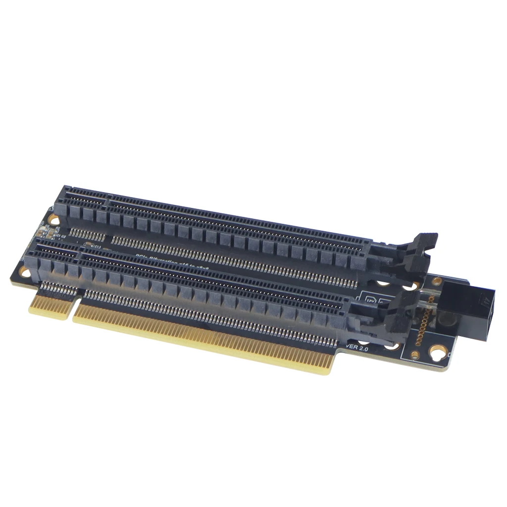 PCI-E 4.0x16 1 إلى 2 بطاقة التوسع Gen4 بطاقة سبليت PCIe-Bifurcation x16 إلى x8x8 فتحات متباعدة CPU4P منفذ امدادات الطاقة مع 20 مللي متر