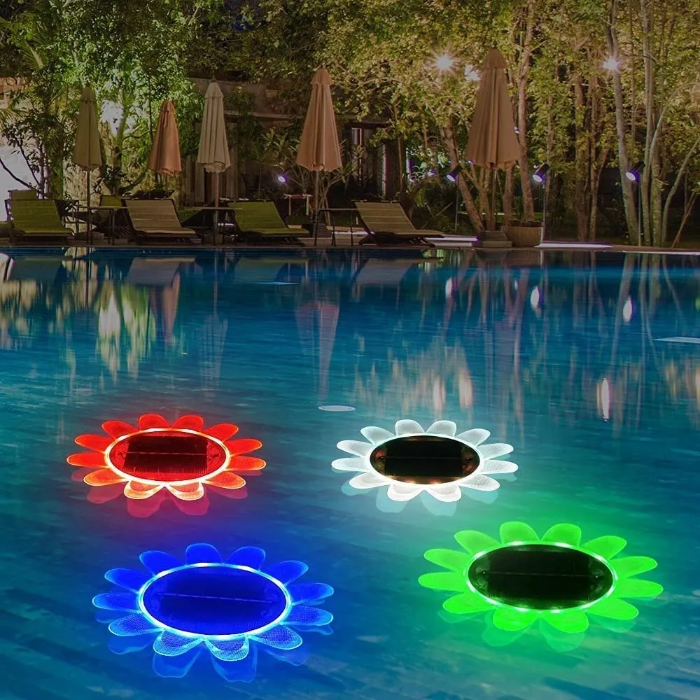 Solar Flower Pool Light LED Water Bleaching Belt Color Changing Timing Waterproof Hot Spring Fountain light Garden lawn light