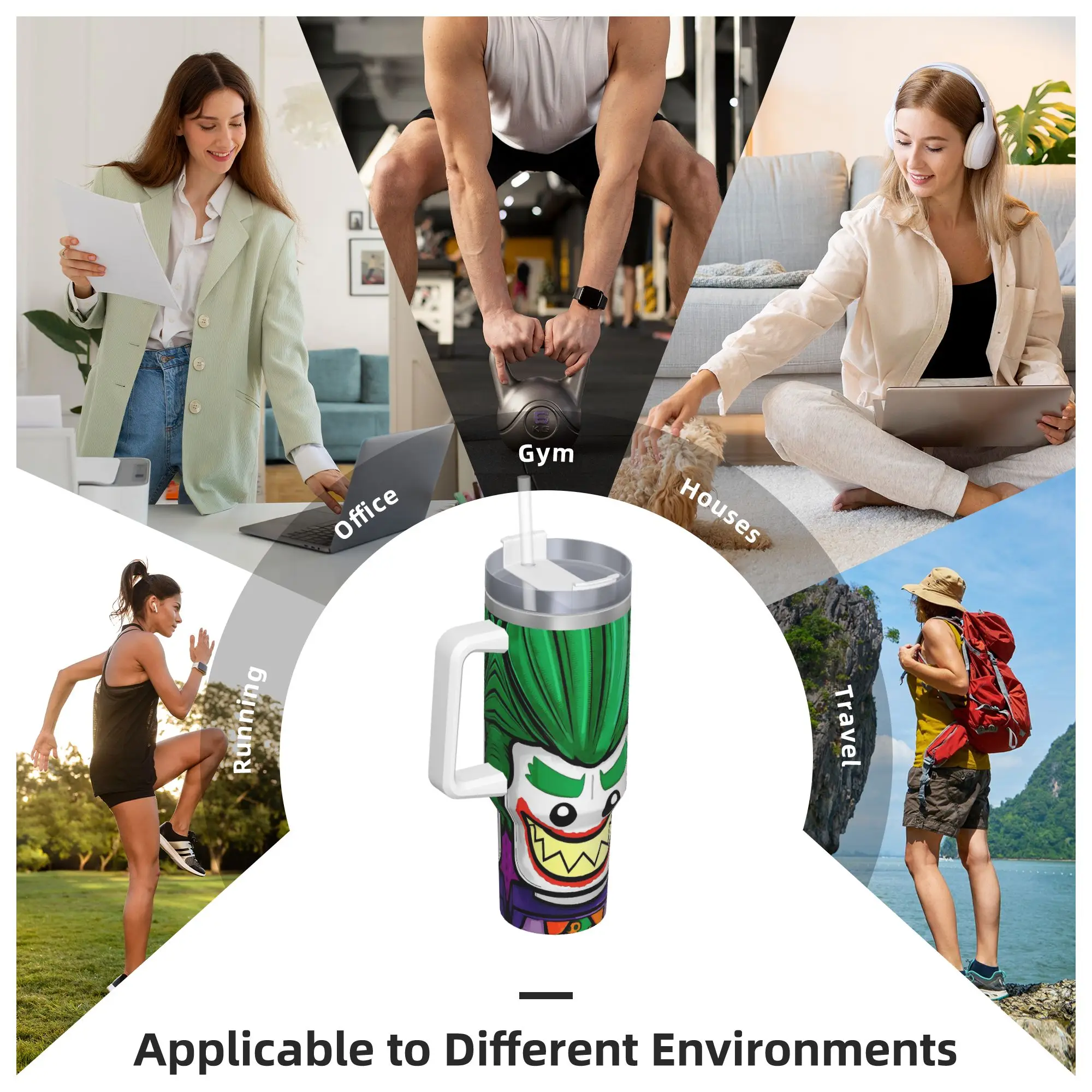 B-Batmans Cartoon Tumbler 3D Print Hot Drinks Water Bottle Leakproof Stainless Steel Thermal Mug Graphic Driving Car Mugs view 6