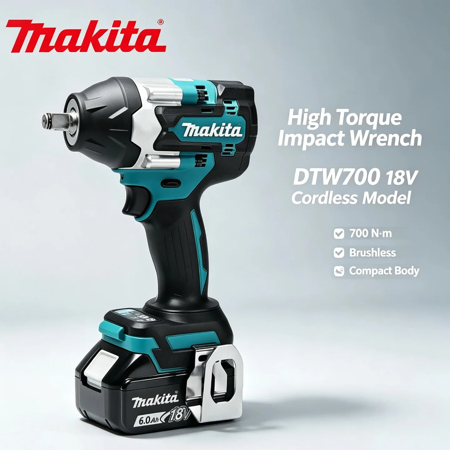Makita DTW700 Professioneller Schlagschrauber 18V Bürstenlos 1000Nm Variable Geschwindigkeit Auto-Stopp Kabelloser Elektroschrauber Inklusive Akku