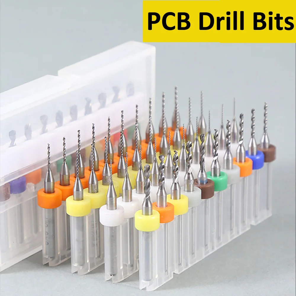 

10pcs PCB Drill Bit Set Micro Drills Printed Circuit Board 3.175mm Shank Mini CNC Drill Bits 0.15-0.5mm Drilling Engraving Tools