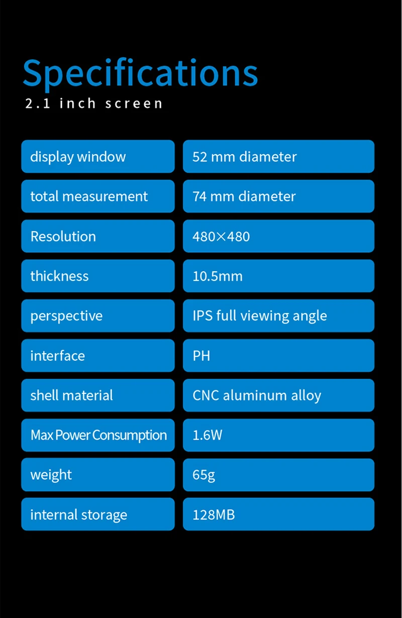 2,1 Zoll IPS Sekundärbildschirm Wassergekühlter runder Bildschirm 480x480 CPU GPU RAM HDD-Überwachung mit TURZX-Software für PC-Computer – Detail 11
