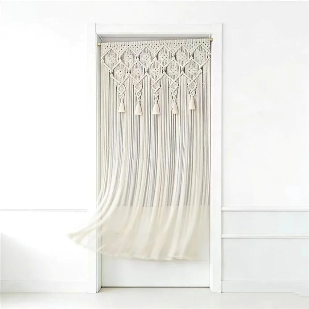Bohemian Woven Tapestry Curtain for Wedding Backdrop Room Divider Wall Hanging Decor Made of Woven Cotton Rope