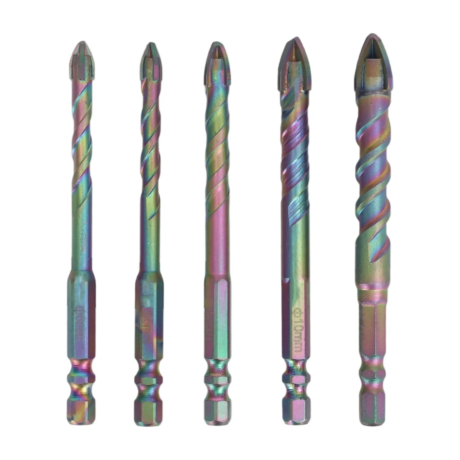 Cutter Style Carbide Drill Bit Set of Five Suitable for Various Materials Including For Glass and Metal with a Length of 95 mm