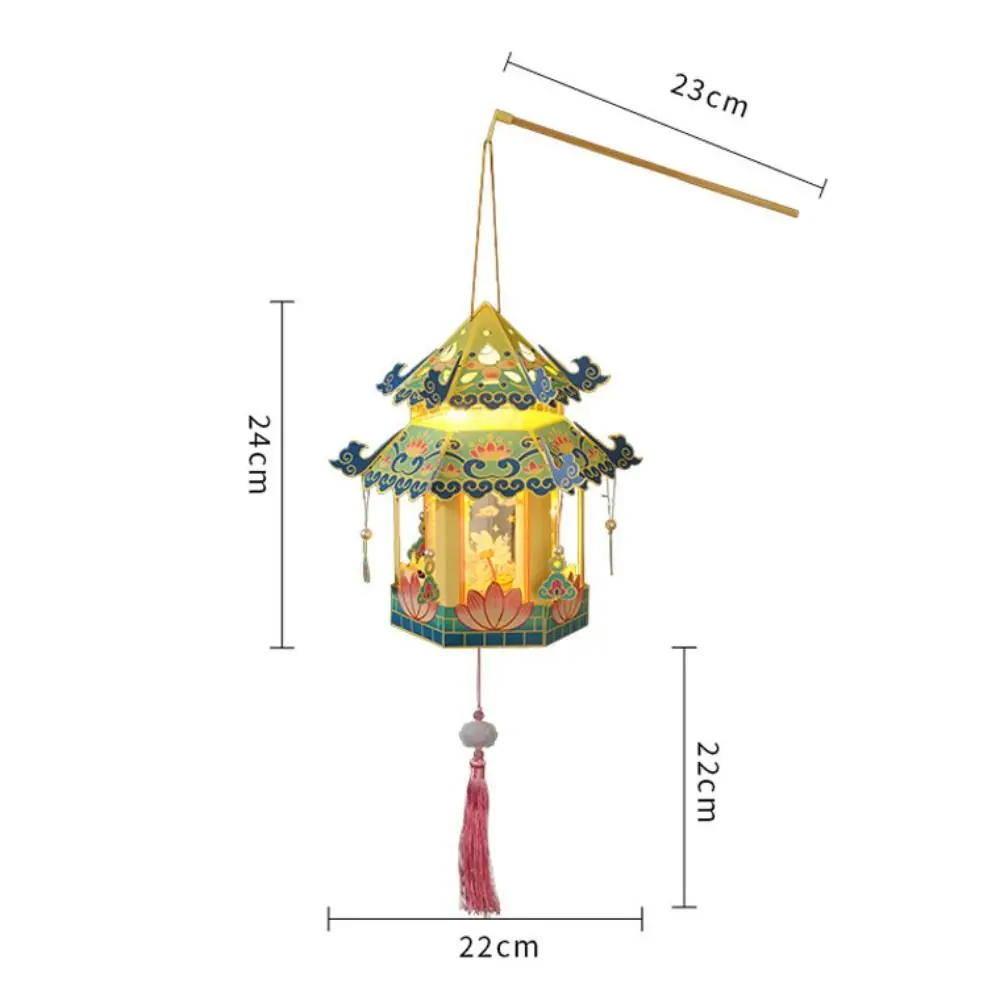 Rabbit Palace Lantern Mid-Autumn Festival Lanterns Chinese Decoration Manual Hanging Lamp DIY Handmade Material Glowing