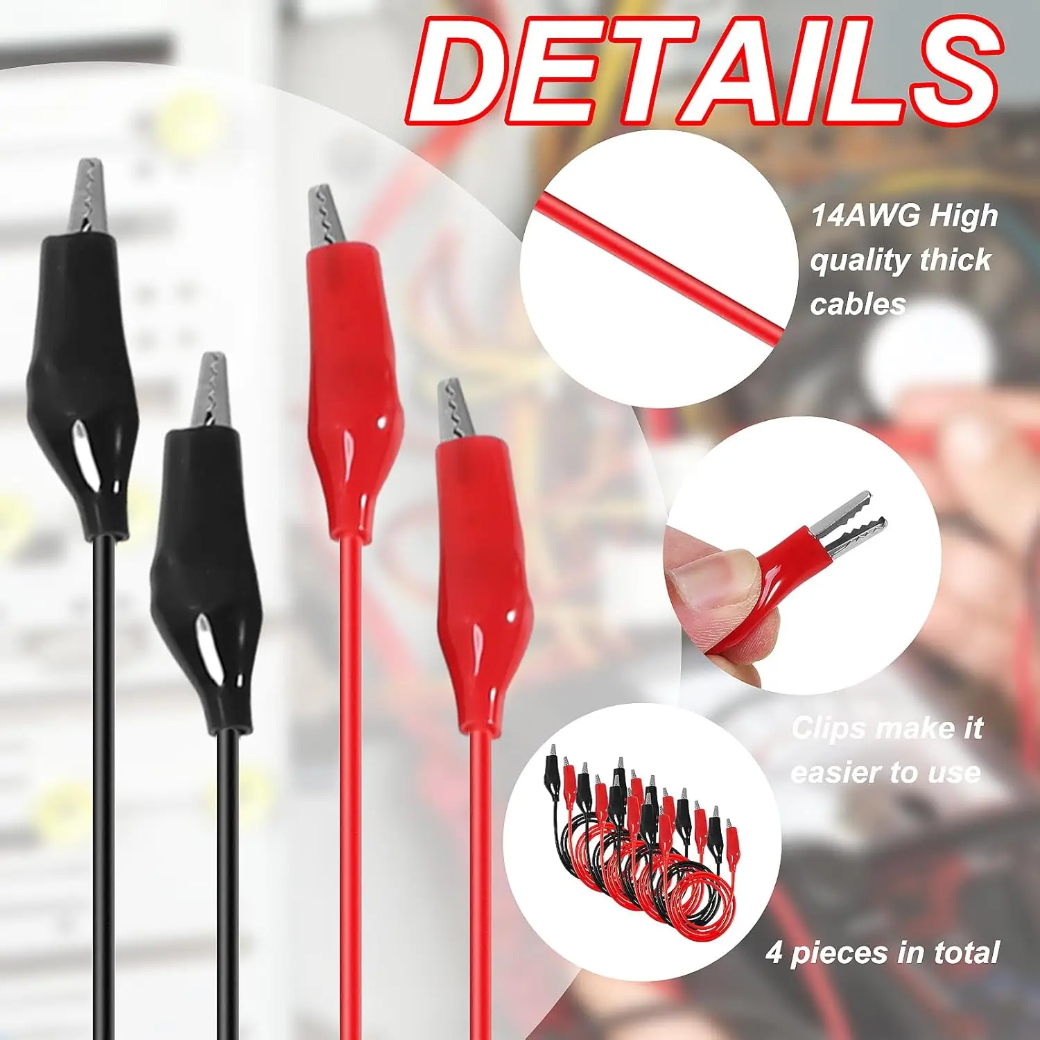 8PCS Alligator Clips Electrical Test Leads Dual Ended Crocodile Clips Jumper Wires for Circuit Connection Electrical Testing