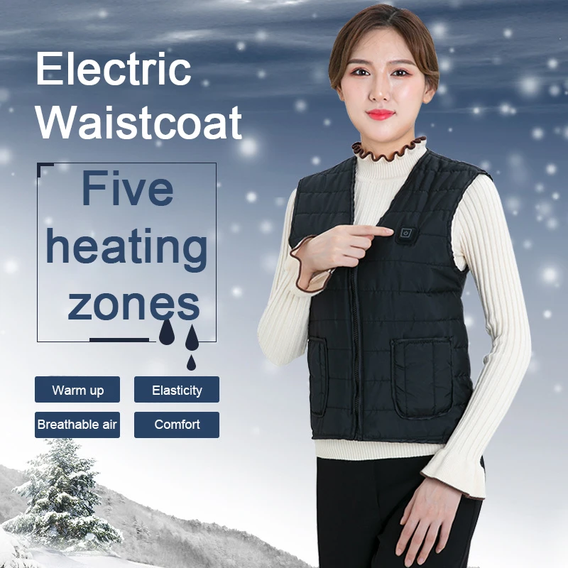 Women Outdoor Warm Vest Electric Heated Vest Washable USB Charging Heated Clothing Winter Skiing Hiking Camping Anti-Cold Vests