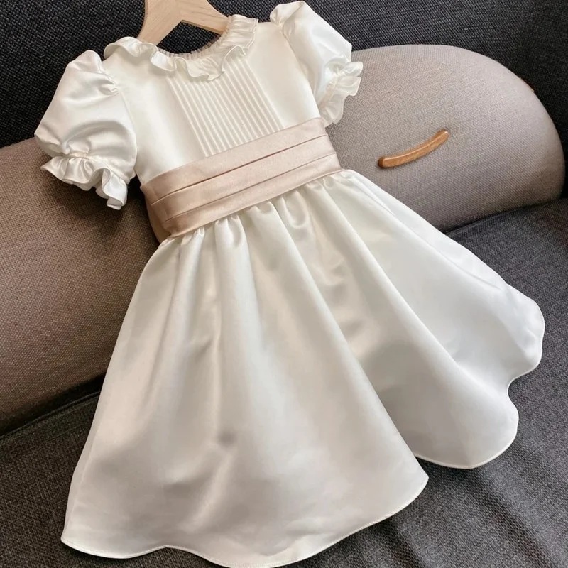 

Spanish Baby Girl Dress Toddler Girl Christmas Outfits Flower Girl Dresses Quality Children Silk Dress party Christmas eid dress