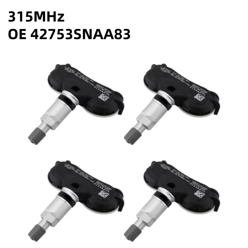 

4Pcs 42753SNAA83 315MHz TPMS Tire Pressure Monitoring Sensor For HONDA CIVIC ODYSSEY FIT CR-Z