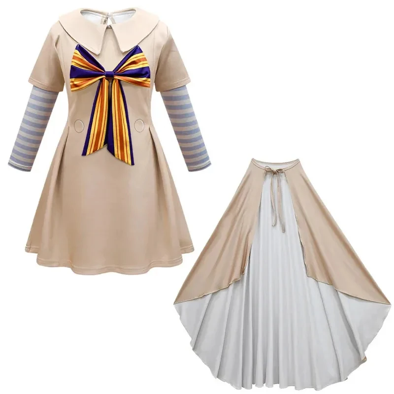 

★Halloween Cosplay Costume ren's Fake Two-Piece Lapel Long Sleeve Skirt m3gan Meghan Girl's Bow Dres♥ All corners of the country