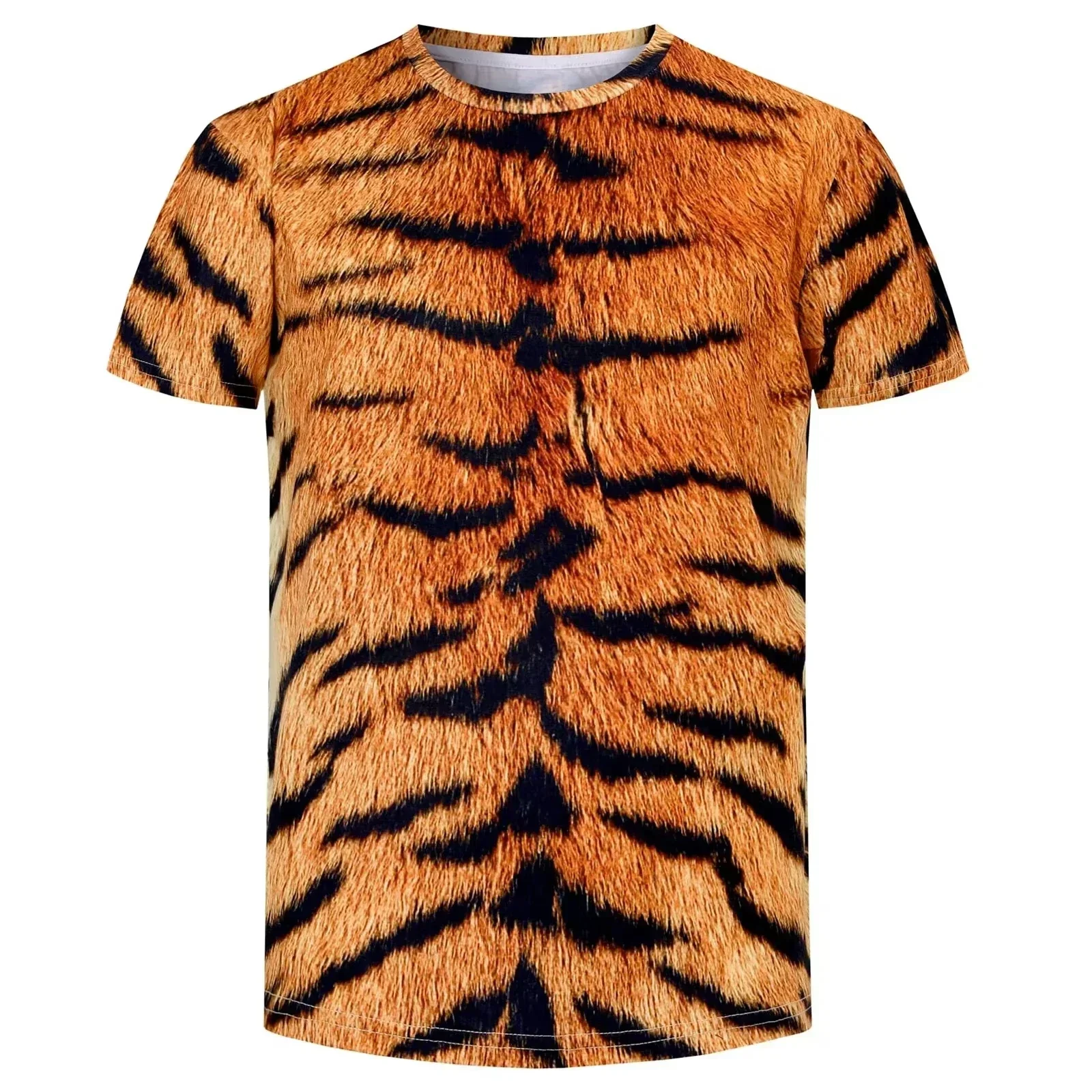 Herren T-Shirt mit Tiermuster, Kurzarm, Tiger-, Zebra-, Leoparden- und Dalmatiner-Muster, lässiger Rundhalsausschnitt, leichtes Sommer-T-Shirt. – Detail 3