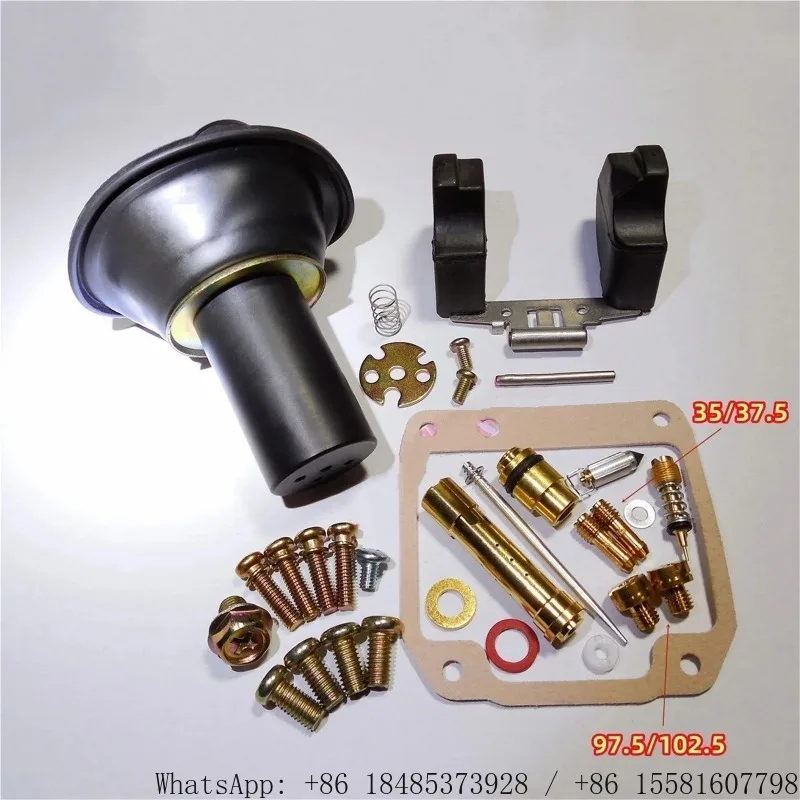 Motorcycle Carburetor Rebuild Repair Kit Replacement Spare Parts Fits GN125 1982‑2001 with Vacuum Diaphragm Gasket Jets Screws