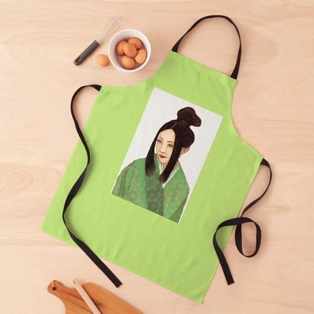 Japanese Geisha- Green Kimono Apron Things For The Home Kitchen Kawaii Accessories cookings for women Apron