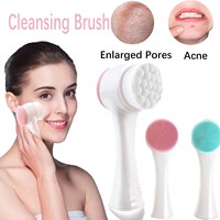 1/2PCS Face Brush Silica Gel Facial Brush Double Sided Facial Cleanser Blackhead Removing Product Pore Cleaner Exfoliating