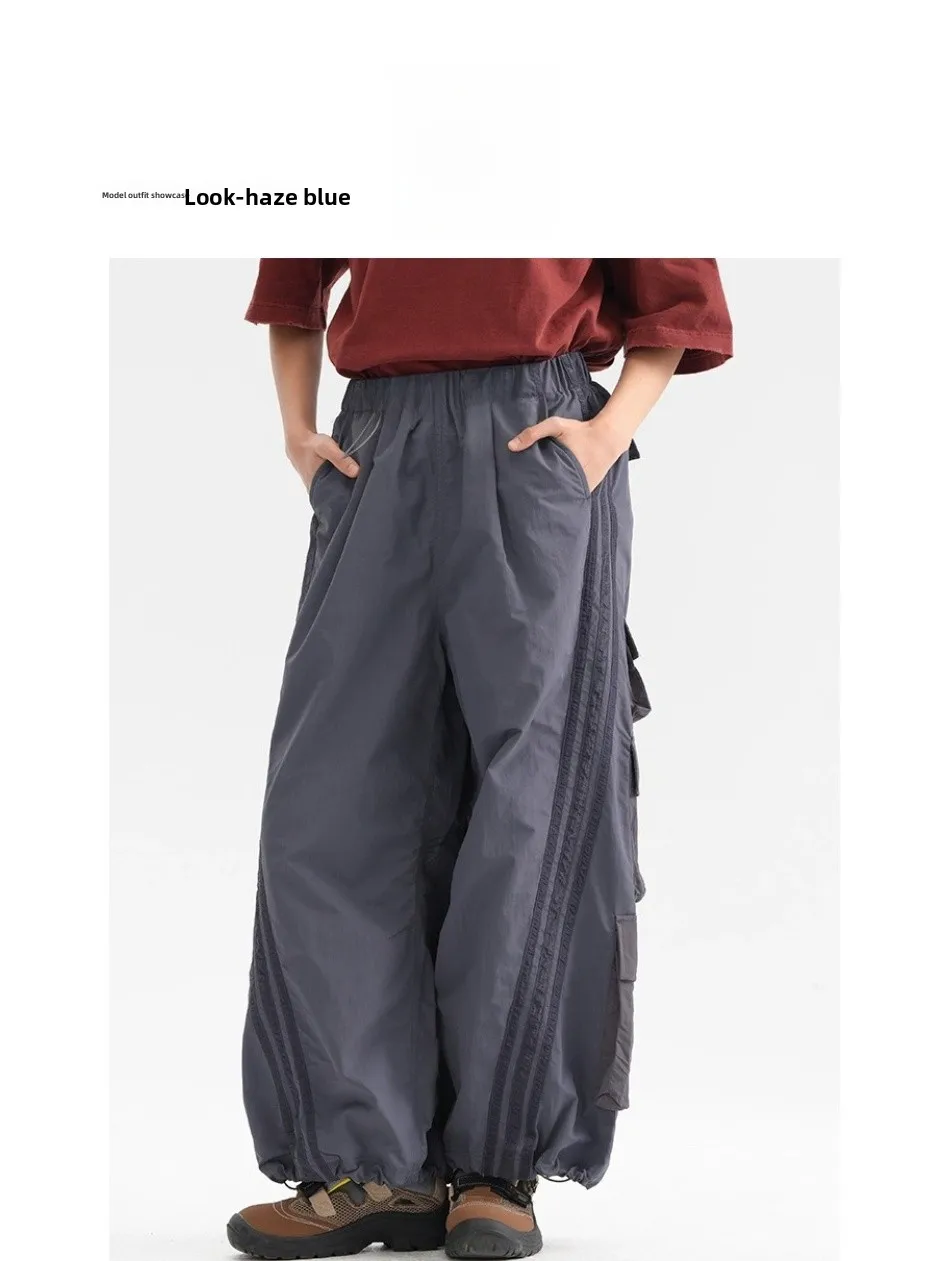 

Loose Work Pants ex Outdoor Multi-ket Super Loose Qui Dry Street Sle Casual Trousers for Youth in Khaki Color