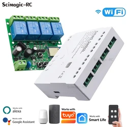 4CH Wifi Relay Smart Wireless Switch Module 4 Channel 7-32V 85-250V 220V 110V 2200W RF433 4 Way Receiver Works with Tuya Alexa