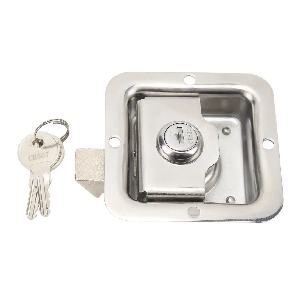 

Замок-защелка для ящика для инструментов 82*82 мм, зеркальная полировка, нержавеющая сталь 304, для прицепов, усиленный, 2 ключа в комплекте