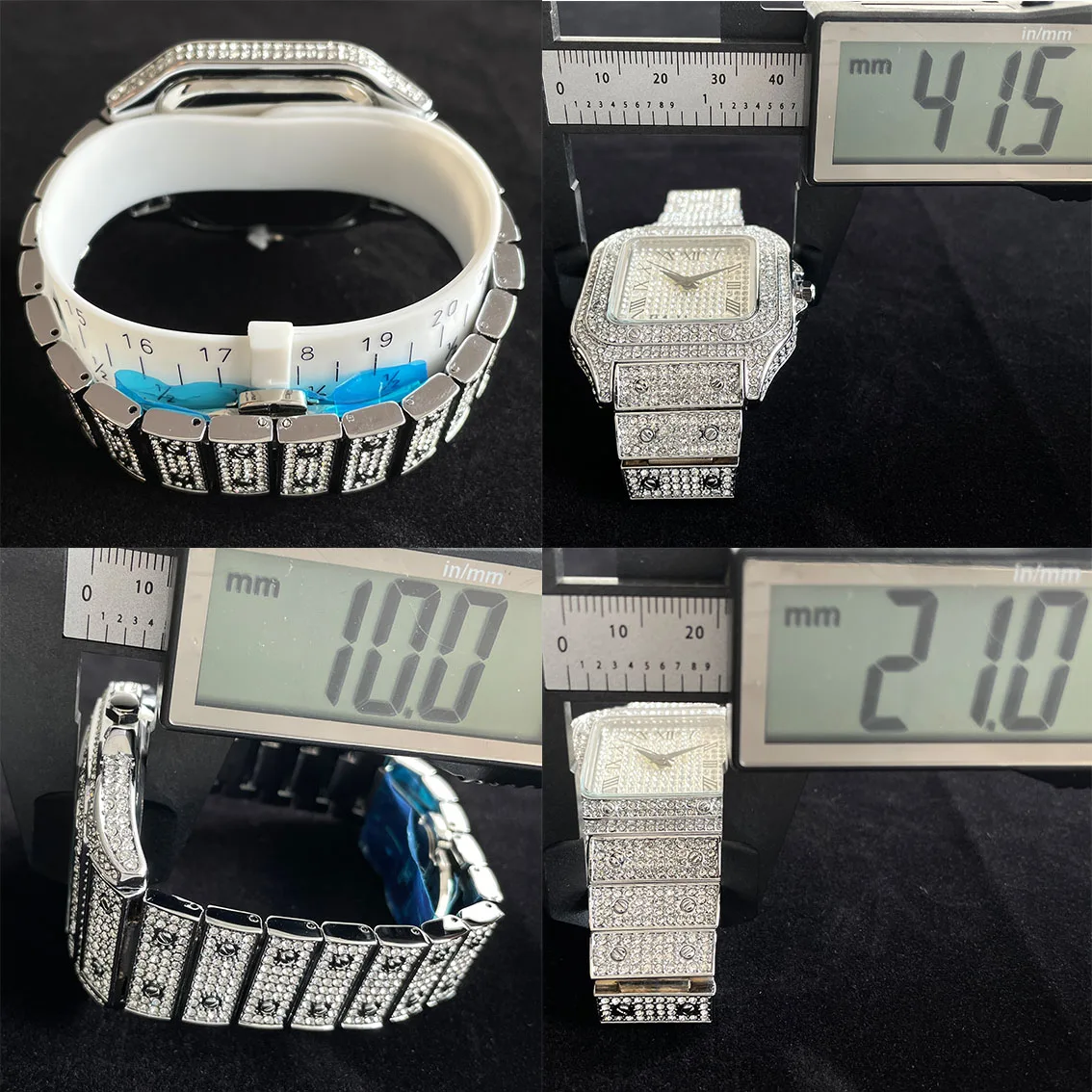 ساعة يد كوارتز مربعة من الفولاذ المقاوم للصدأ للرجال ، الماس المثلج ، ساعات AAA ، أزياء فاخرة ، هيب هوب ، تخفيضات كبيرة