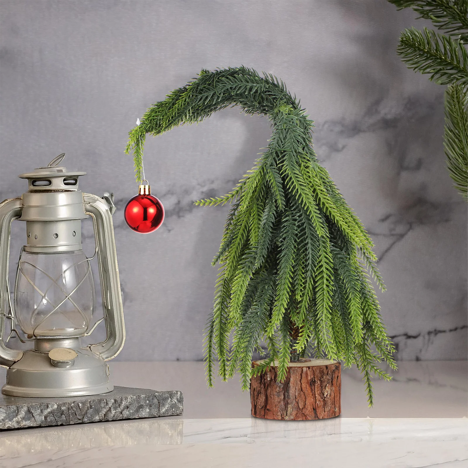 

2Pcs Mini Christmas Tree Charming Small Tabletop Pine Needle Tree with Weighted Base for Holiday Decor Desk Christmas Decor Desk