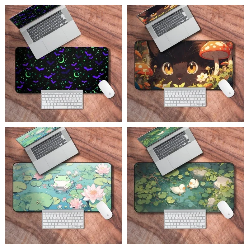 Halloween Spooky Bat Witchy Mouse Pad Cute Duck Anime Cut Gaming Desk Mat Kawaii Frog Lily Pad Themed Laptop Accessories Mat