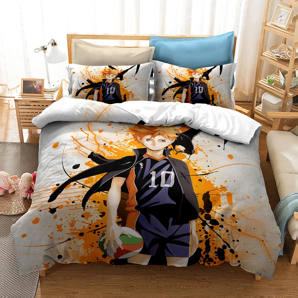 Haikyuu!! Bedding Set 3D Anime Polyester Quilt Cover Pillowcases Queen King For Kids Gift Volleyball Anime Duvet Cover Sets