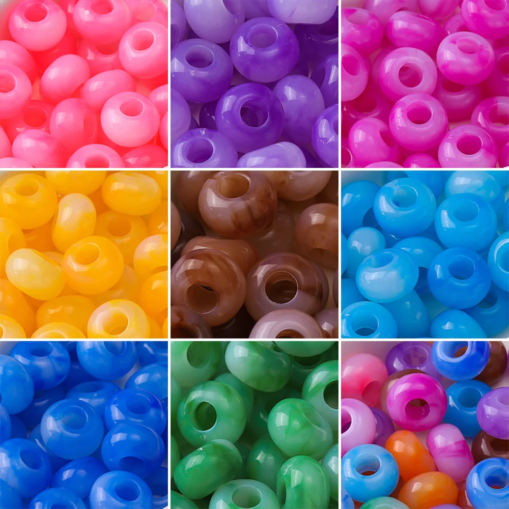 

20pcs 14mm Jelly Colour Big Hole Acrylic Beads Spacer Loose Beadsfor Jewelry Making DIY Bracelet Necklace Accessories