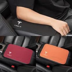 Leather Car Armrest Mat Universal Interior Auto Armrests Box Mats Dust-proof Waterproof Cushion For tesla model 3 model X Y S