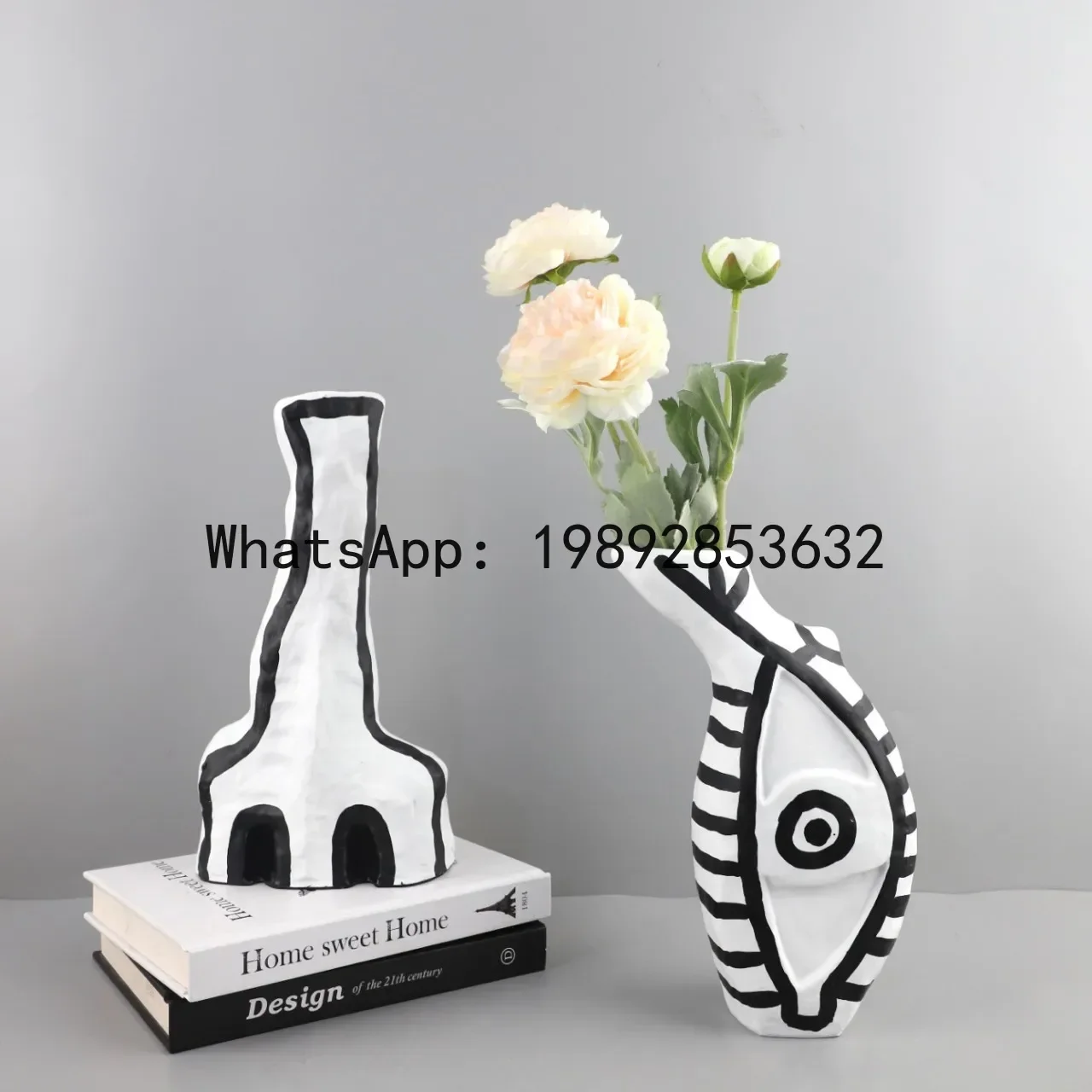 

Resin Vase Abstract Geometric Graffiti Cartoon Eye Pattern Flower Vase Resin Handicraft Room Decoration Accessories