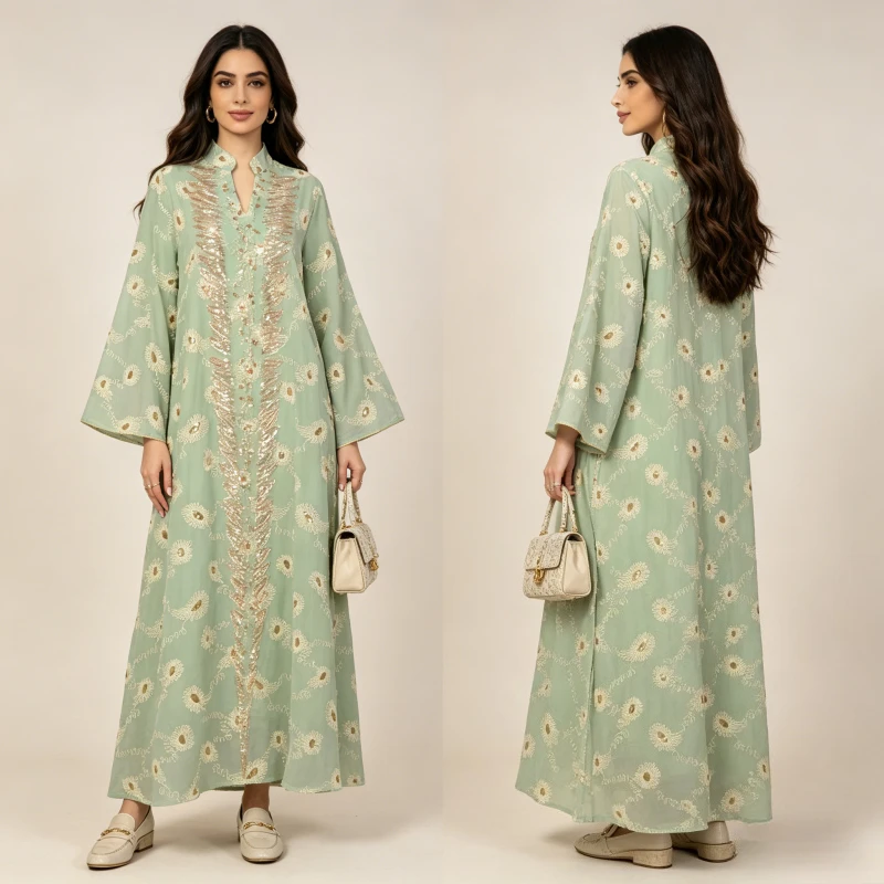 

Women Eid Dress Abaya Muslim Ramadan Party Long Dresses Jalabiya Embroidery Long Sleeve Morocco Dubai Vestidos Kaftan 2026