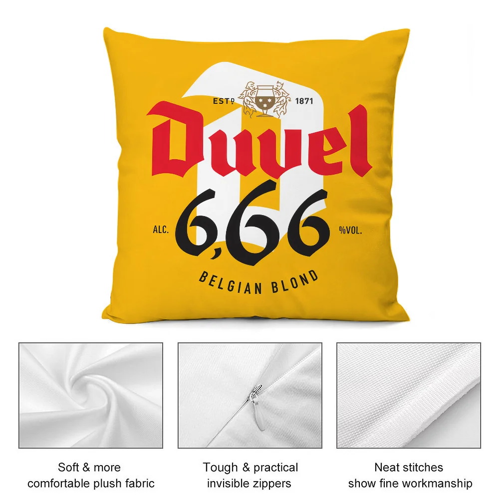 D-Duvel-funda de almohada con diseño de cerveza, fundas de almohada cortas de felpa, regalo decorativo para sofá, funda de cojín con estampado de doble cara para el hogar