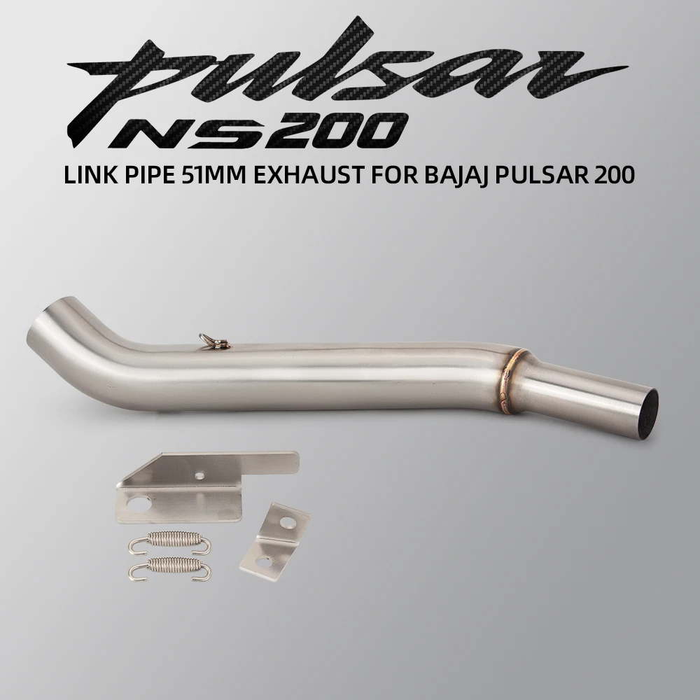 Tubo de escape de acero inoxidable con codo para motocicleta Bajaj NS200, tubo de conexión de escape para motocicleta Bajaj NS 200, tubo de escape de carreras Bajaj NS200d