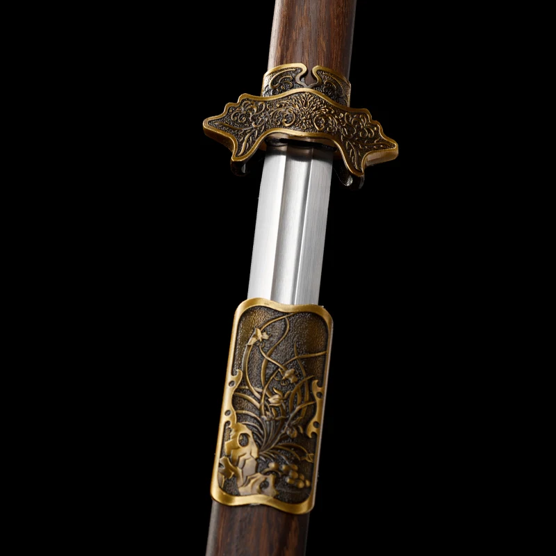 Chinese Tang Jian Sword High Manganese Steel Blade Sharp Real Rosewood Saya Samurai Swords Ready Battle Hero Kongfu Katanas