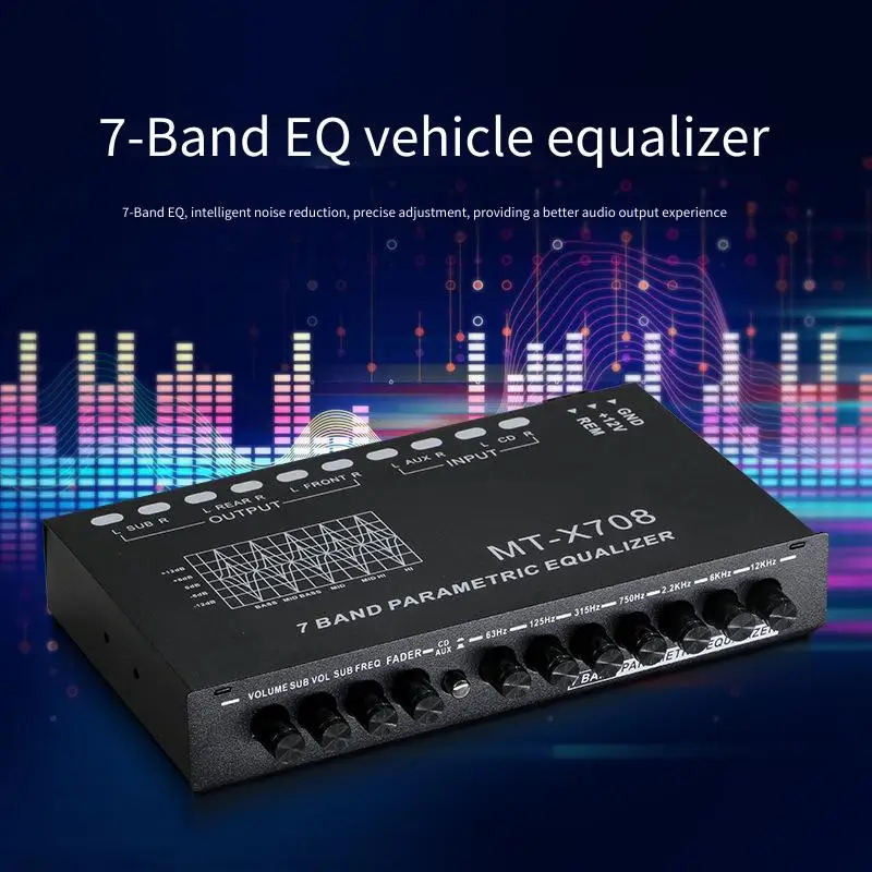 Professional 7 Band Car Equalizer Multifunctional Car Audio EQ Tuning Crossover Amplifier Parametric Equalizer Car Audio Equaliz