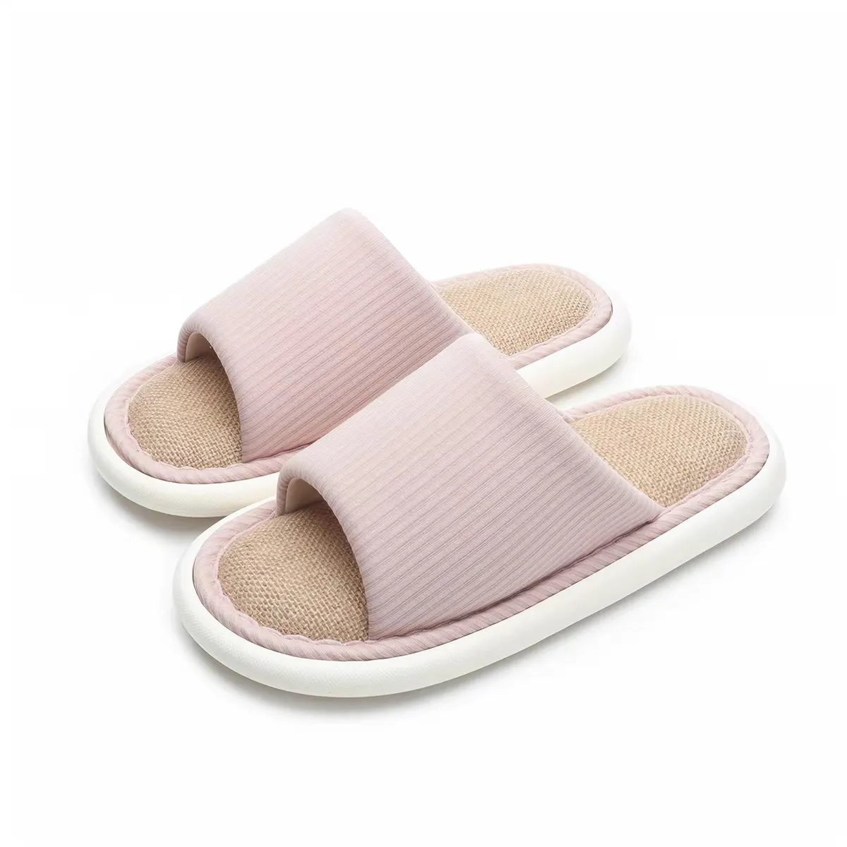 

New Women Men Linen Slippers Couples Soft Non Slip Home Slippers Casual Solid Color Indoor Thick Sole Flats Breathable Sandals